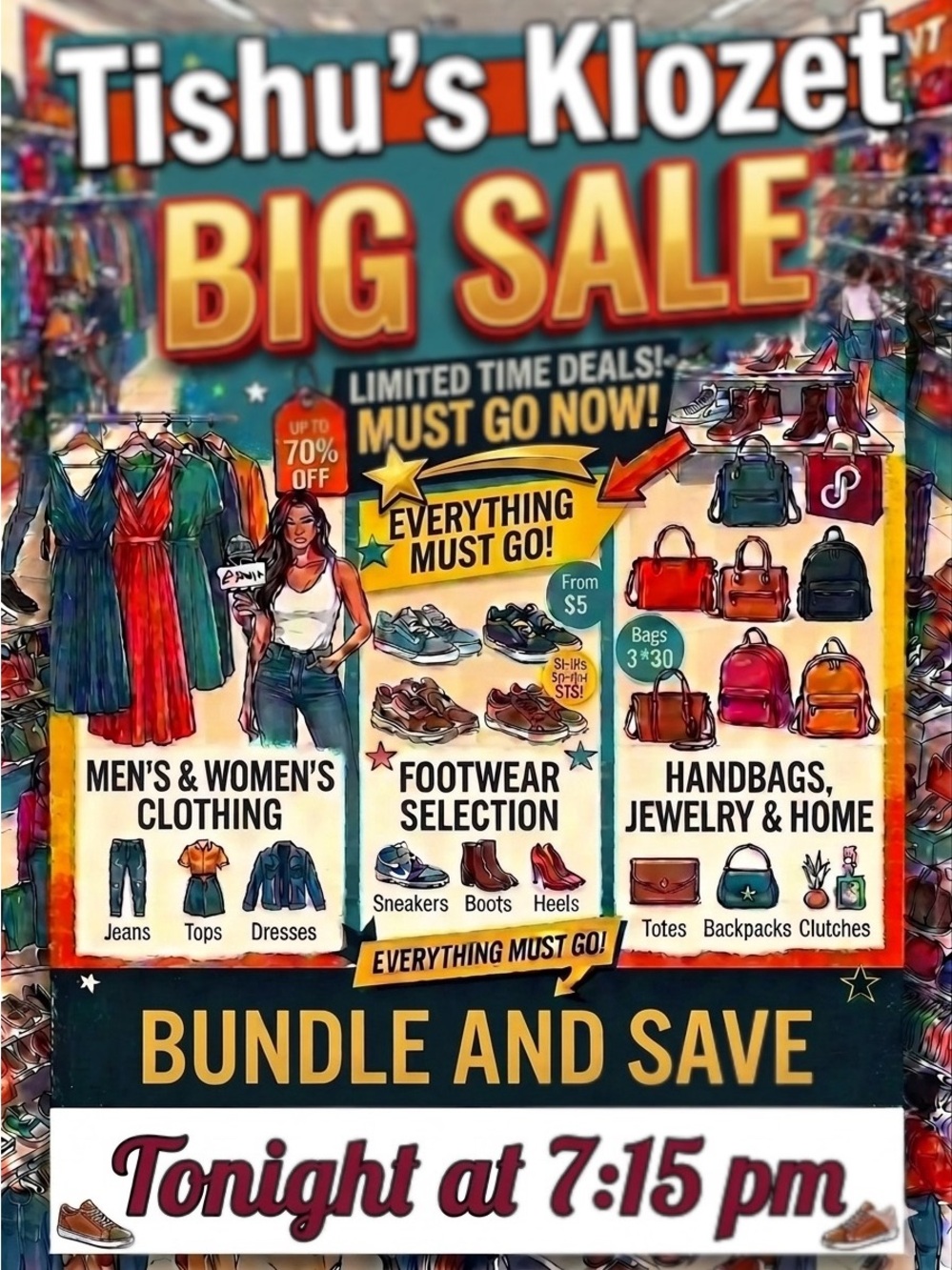 BIG INVENTORY SALE- EVERYTHING MUST GO. Please this like flyer for live shows!